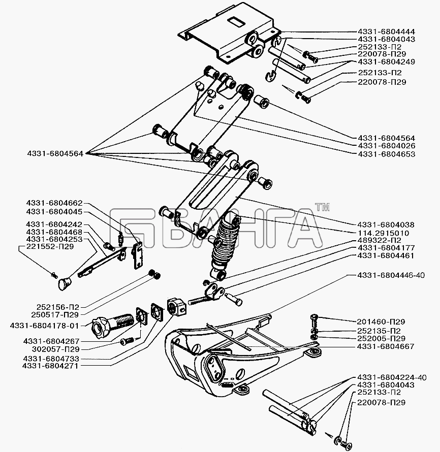 ЗИЛ ЗИЛ-5301 (2006) Схема Механизм подрессоривания сиденья banga.ua